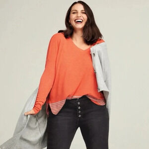 Cabi orange long sleeve hangout tee sz sm